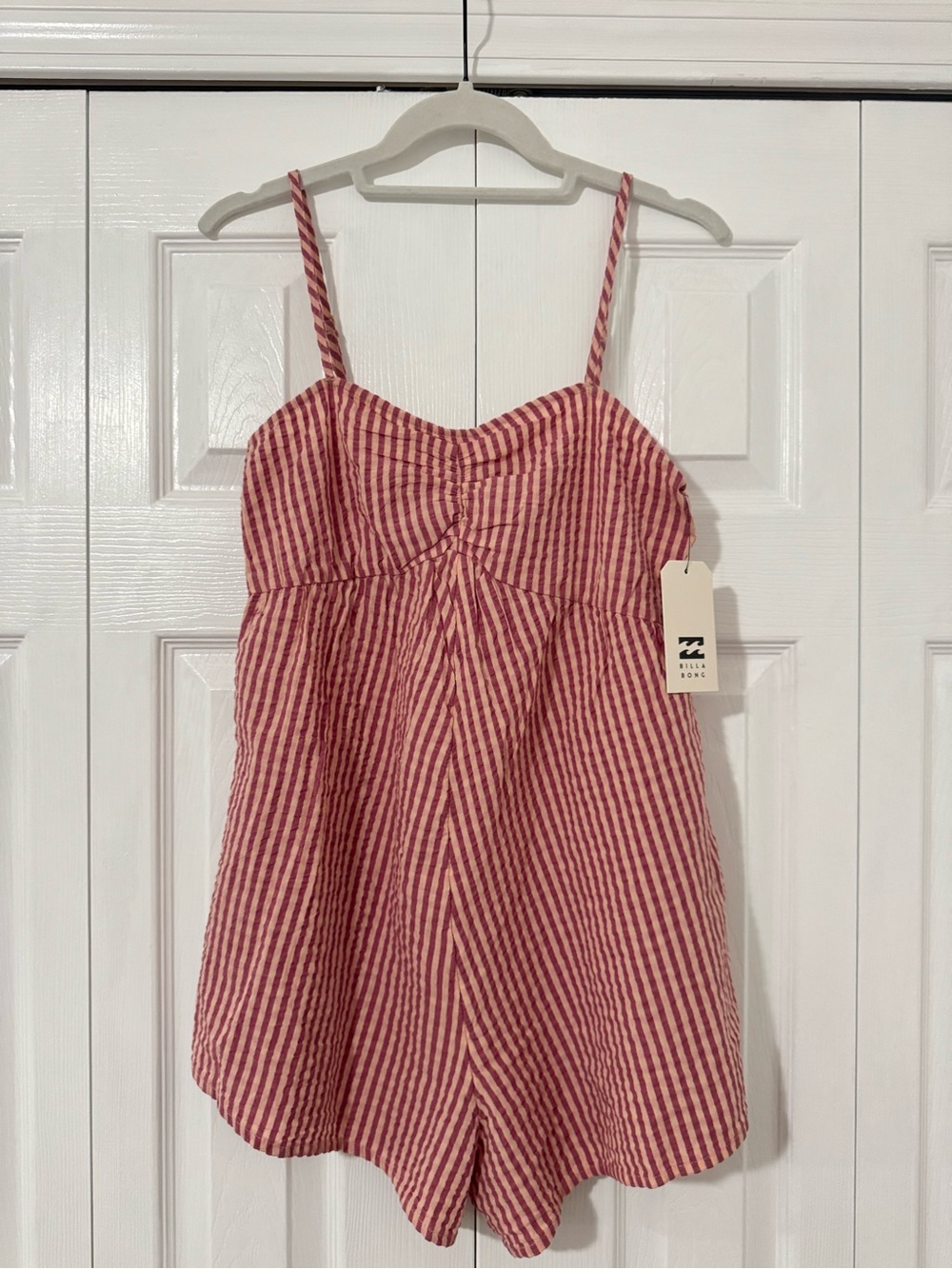 Billabong Pink Striped Sundress Romper with Spaghetti Straps